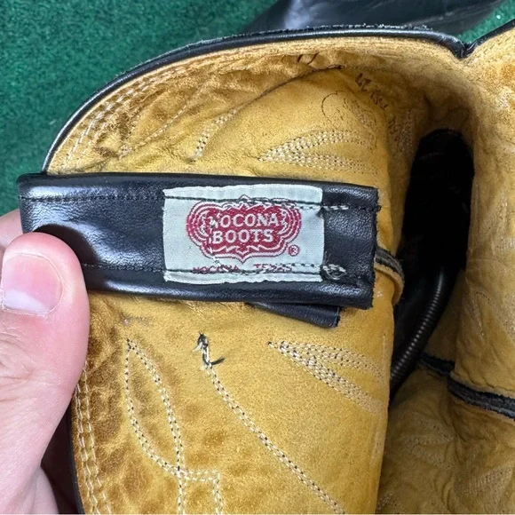Vintage Nocona 7501 Black Deertan Leather Cowboy Western Mens Boots Size 11 D - Picture 7 of 8